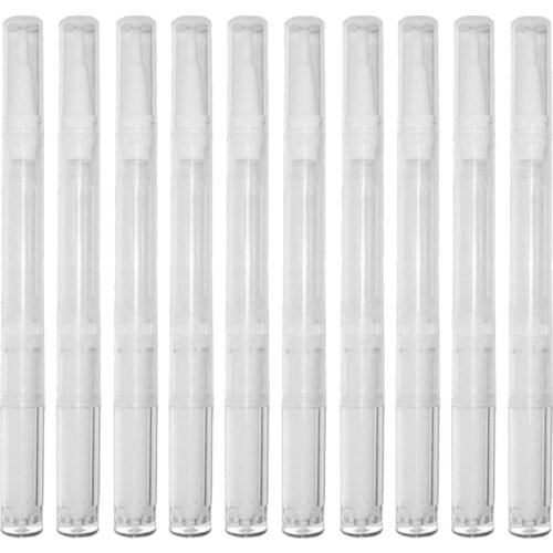 10pcs Transparent Empty Tubes Rotary Twist Pens Nail Oil Pen With Brush Tip Cosmetic Lip Gloss Container Applicators Eyelash Gro