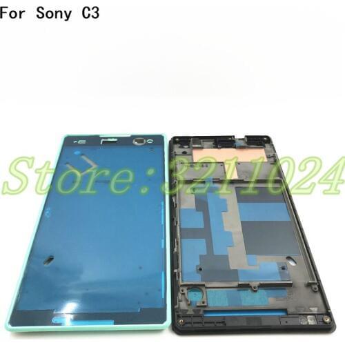 Original New LCD Display Frame Bezel Housing Cover A Frame For Sony Xperia C3 S55T Front Screen Board Replacemenrt Repair
