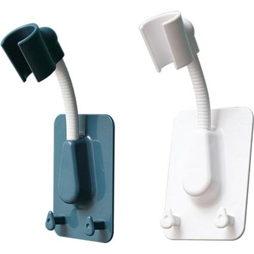 Adhesive Type Non-punching Adjustable Rotating Shower Frame, Double Hook Shower Card Holder Bathroom Storage Accessories