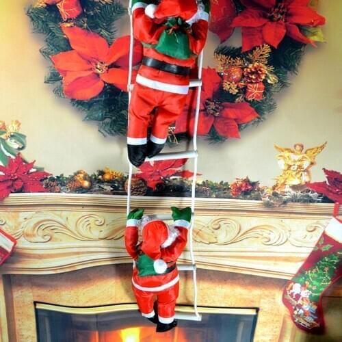Christmas Santa Claus Climbing Stairs On Rope Ladder Doll Decoration For Home Pendant Gifts Drop Ornaments Party Supplies