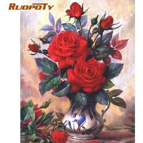RUOPOTY 60x75cm Frameless Painting By Numbers Kits For Adults Unique Diy Gift Handmade Flower Picture By Number Home Decor