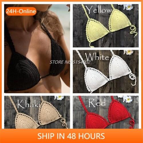 Sexy Bikini Top Crochet Strips Bandage Swimwear Beachwear Women Bikini Tops Swimsuit Female bathing suit biquinis feminino 2020