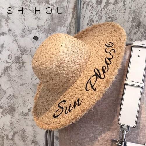 Wide Brim Panama Hat Summer Sun Hats for Women Beach Raffia Straw Hat for Lady UV Protection Cap Chapeau Femme