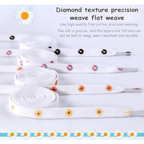 1 Pair of small daisy shoelaces cartoon print fashion women mens shoelaces high-top canvas sneakers shoelaces flat shoelaces