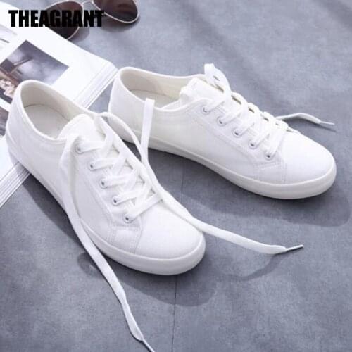 THEAGRANT Tenis Sneakers Shoes Men Shallow Solid Non-leather Casual Shoes Lace-up Light Vulcanize Shoes White MSN3024