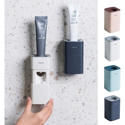 Bathroom Wall Suction Type Lazy Automatic Toothpaste Squeezer Free Punch Toothbrush Holder Squeezer
