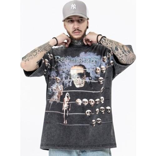 High quality man Summer printing thick cotton Wash water vintage T-shirt oversize tee shirts