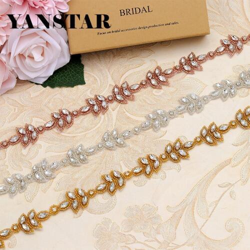 YANSTAR 10yards Bridal Gown Sash Wholesale Rhinestone AppliqueTrim For Wedding Dress Belt Crystal Appliques Accessory YS870