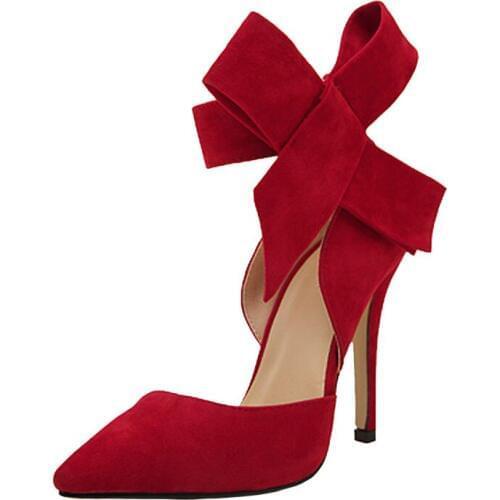 2020 Women Suede Pumps Super High Heel Stiletto Bow Sweet And Elegant Sandals Bowknot Designer For Women