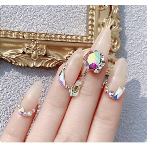 1Pc Luxury Crystal AB Rhinestones Alloy Zircon Nail Art Decoration 3D Diamond Jewelry Gems Ornament Accessories