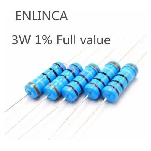 1000pcs 3W Metal film resistor 1% 1R ~ 1M 0.22R 0.22ohm 1R 4.7R 10R 22R 33R 47R 1K 4.7K 10K 100K 1 4.7 10 22 33 47 4K7 ohm