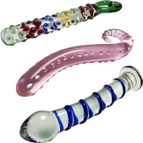 3pcs/set Glass Dildos Anal Butt Plugs Training Prop Glass Pleasure Sex Toys