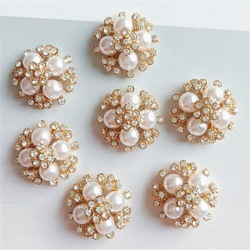 5 Pieces/Lot 25*26mm Imitation Pearls Rhinestone Metal Flat Paste Handmade Crafts DIY Jewelry Making Accessories