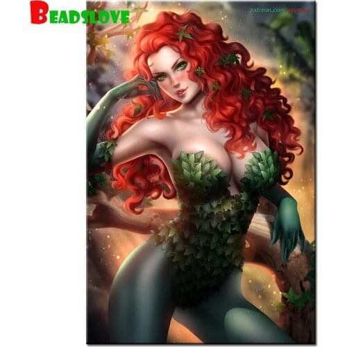 Red hairs DIY Diamond mosaic Sexy girl cannibal flower Diamond painting Cross Stitch 3D Embroidery Rhinestone home decoration