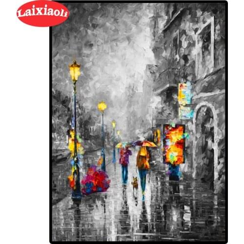 Diamond Painting city night landscape Rhinestone 5D DIY Diamond Embroidery,Cross Stitch,Mosaic Sale Street light pedestrian art