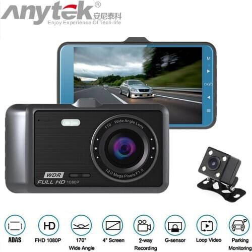 Anytek A60 Car 4inch IPS Screen 1080P HD 170 Degree Wide Angle Dual Camera ADAS Driving Recorder 24 Hours Parking Monitoring DVR