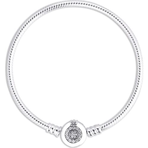 Bracelet For Women Moments Crown O Snake Chain Bracelets 925 Sterling Silver Jewelry Femme Pulseira Plata de ley Armband