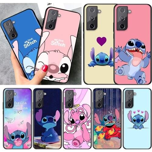 Lilo Stitch For Samsung Galaxy S21 S20 FE Ultra Lite S10 5G S10E S9 S8 S7 S6 Edge Plus Black Soft Phone Case