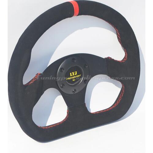 D style LYJ Suede Leather Red Stripe Stitching Game/Car Steering Wheel