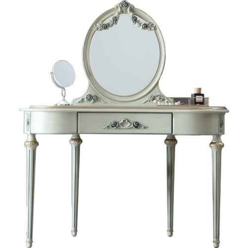 French light luxury solid wood dresser bedroom small family European simple dresser table stool furniture