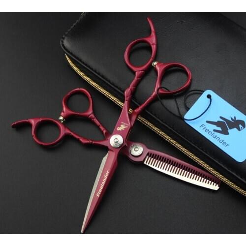 6 inch Cutting Thinning Styling Tool Hair Scissors Red crocodile handle Salon Hairdressing Shears Professional barber Scissors