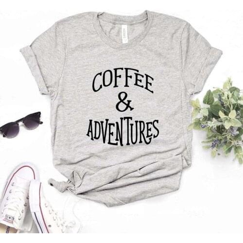 Coffee and Adventures Women Tshirts Cotton Casual Funny t Shirt For Lady Top Tee Hipster 6 Color Drop Ship NA-585