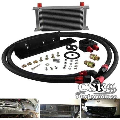 19 Row Bolt On Oil Cooler Kit Fits For Nissan Fairlady 03-08 350Z VQ35 / 2009-2017 370Z VQ37 Silver/Black