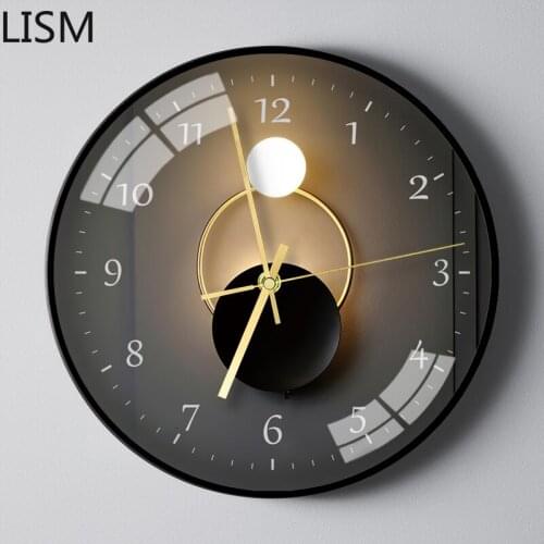Round Wall Clock Quartz Silent Luxury Wall Clock Modern Minimalist Light and Shadow Art Guest Restaurant Reloj Pared Decorativo