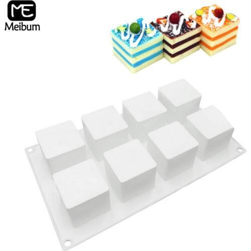 Meibum 8 Cavity Rubiks Shape Silicone Mold DIY Chocolate Dessert Pastry Mould Muffin Mousse Cake Modle Kitchen Baking Tools