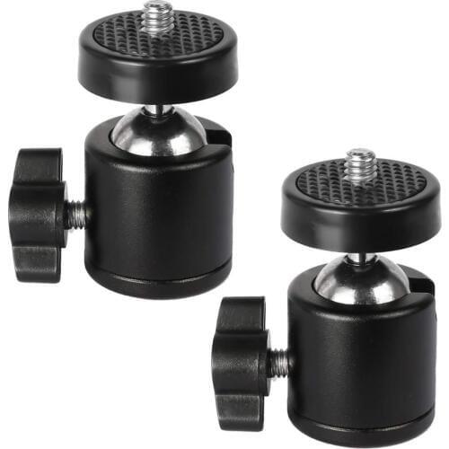 2 Pcs 360 Degree Swivel Mini Tripod Ball Head with 1/4" Screw Thread Base for DSLR Camera Camcorder LED Light Bracket HTC Vive B