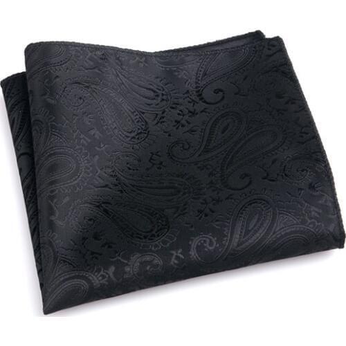 Men Pocket Square Hankerchief Black Paisley Woven Hanky Wedding Party Accessories Deson Sale