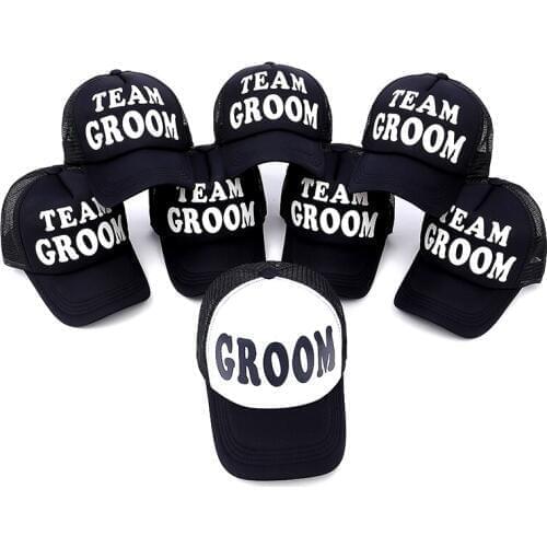 2017 new GROOM & TEAM GROOM men wedding Baseball Cap Hat black with Print Stag Do Party Hats