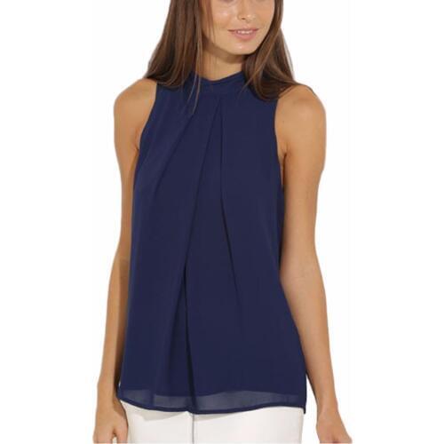 New Women Summer Tops Casual Chiffon Sleeveless crops Lady Tops Plus Size
