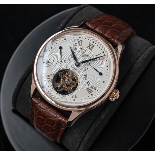 New Luxury Tourbillon Mechanical Watch Mens Seagull Movement Sapphire Stainless Steel Men Watch Calendar Business Leather Clock