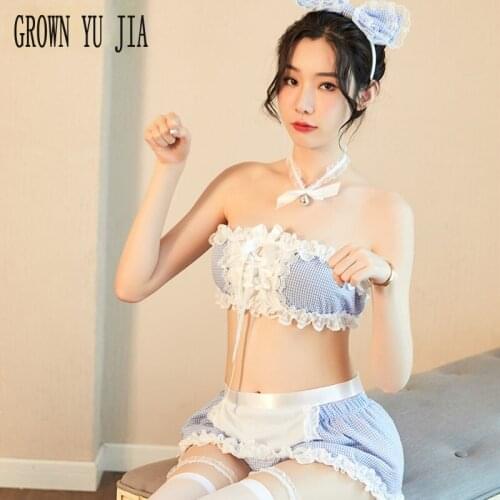 Sexy Role Play Maid Uniform Erotic Cosplay Lolita Costume Porno Womens Underwear Lattice Mini Skirt Sex Outfit Lingerie Dress