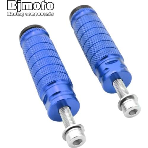 BJMOTO Pair Blue CNC Universal Motorcycle Bike Footrests Footpegs Foot Rests Pegs Rear Pedals Set For Yamaha MT07 MT09 MT03 MT10