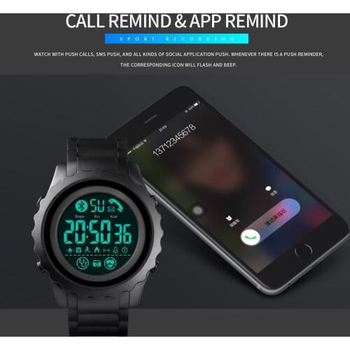 SKMEI Bluetooth Watch Sport Mens Watch APP Call Reminder Wrist Smart Watch Heart Rate Watches Men Luminous Reloj Inteligente
