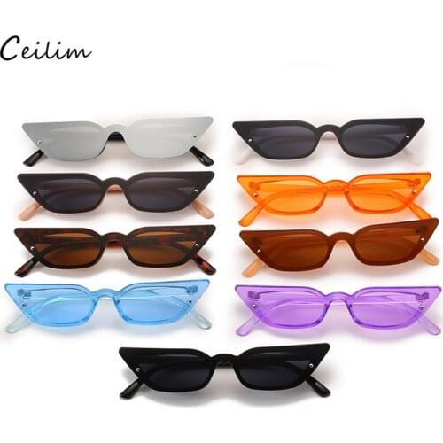 Vintage Small Cat Eye Sunglasses Women 2021 New Blue Purple Sun Glasses Trendy Shades for Female Retro Eyewear UV400