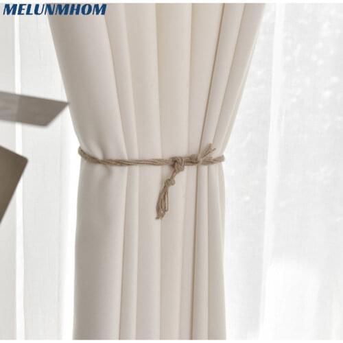 Modern White Pure Thick Window Curtains for Living Room Bedroom Translucent Blind Cotton Linen Tulle Curtain Fabric Window Drape
