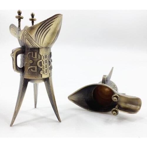 Antique metal three-legged cups Grande cups decorated vintage brushed wine glasses ancient bronze wineware gifts