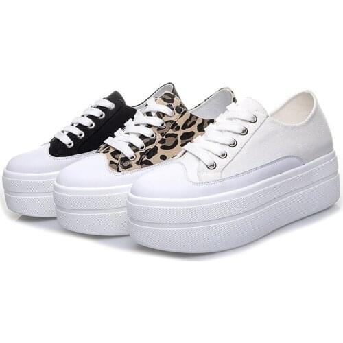 White Shoes New Leopard Womens Shoes Breathable Shallow Solid Canvas Fashion Round Toe Women Shoes Platform Casual Shoes