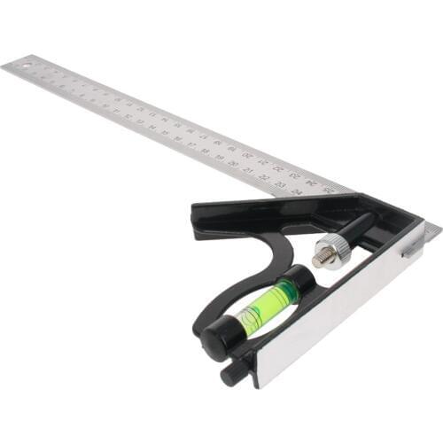 Utoolmart 30cm Combination Square Ruler Carbon Steel Combined Angle Ruler Adjustable Engineer Ruler Woodworking Accessories 1pcs