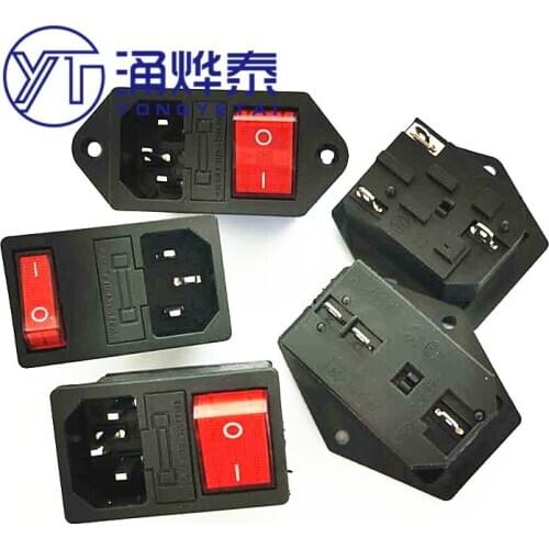 YYT Simple wiring one-piece all-copper AC power socket + light switch + fuse three-in-one power socket