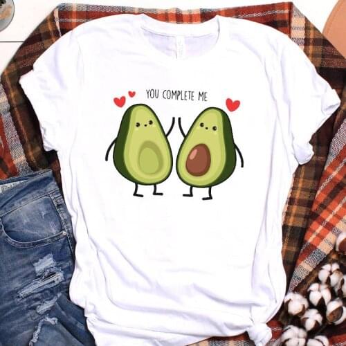 Women Avocado Unisex Lover Couple Fruit Cartoon Ladies Graphic Top Tshirt Clothes T Tee Female Womens Shirt Clothing T-shirt