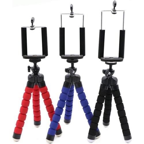 10pcs/lot Mini Sponge Octopus Tripod with Mobile Phone Clip for iPhone Samsung Xiaomi Huawei Mobile Phone Smartphone for Camera