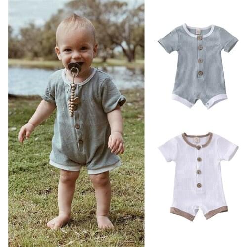 2020 Baby Summer Clothing 0-18M Newborn Infant Baby Boy Girl Striped Romper Clothes Short Sleeve Summer Outfit Jumpsuit