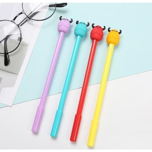 50PCS Creative Silicone Bullhead Cartoon Gel Pen Cute Learning Stationery Office Supplies Water-Based Signature Pen