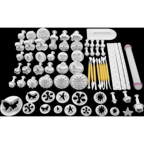 68pcs/set Mijiang Plastic Cake Mould Diy Fondant Cake Decorating Tools Sugar Craft Cookie Cutter Paste Press Mold Stamp MX19