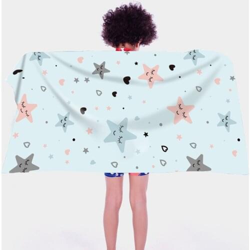 Size 140*70CM Children Cartoon Star Pattern Baby Bath Towel Bathrobe Microfiber Kids Beach Towel Bathing Wrap Toddler Kids Gifts