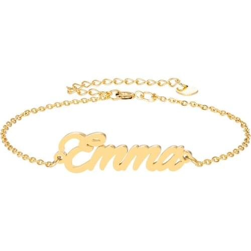 Emma Name Bracelet for Women Girl Jewelry Stainless Steel 18k Gold Plated Nameplate Pendant Femme Mother Girlfriend Best Gift